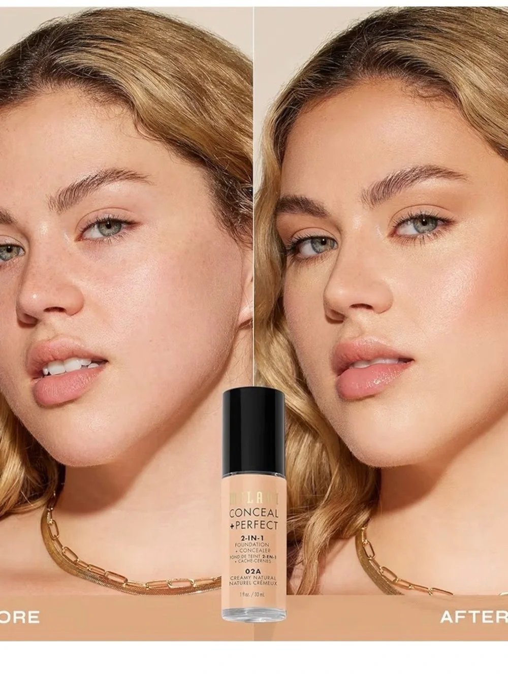 Milani Conceal + Perfect 2-in-1 Foundation + Concealer — Creamy Natural (02A)